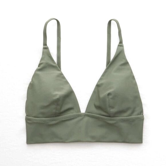 NWT aerie XXL triangle olive green triangle padded bikini top - Picture 1 of 5